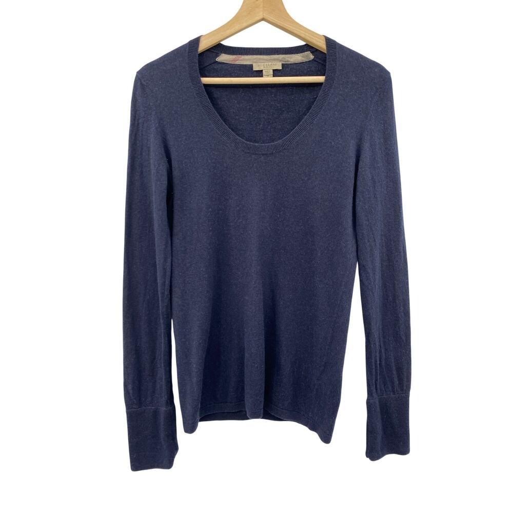 Burberry Navy Cashmere Cotton Lightweight Sweater